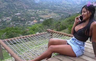 Village girl bathing outdoor